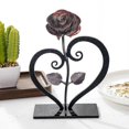 thumbnail image 1 of Gift Hand-forged Wrought Iron Red Metal Rose With Heart - Shaped Stand, 1 of 5