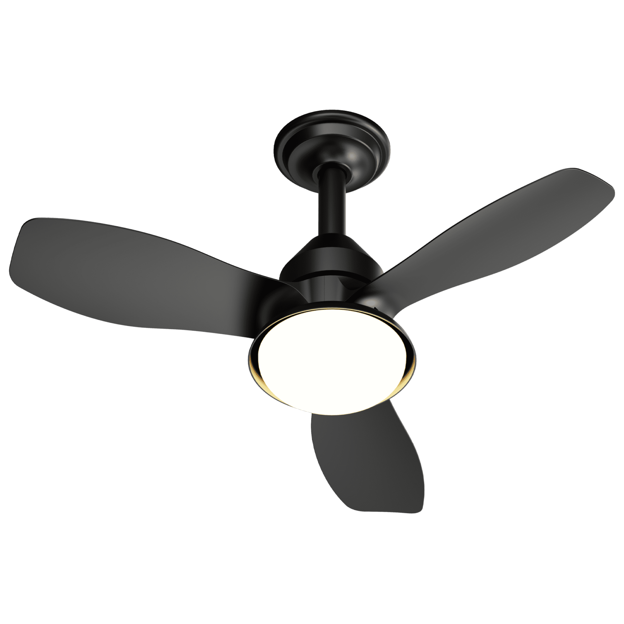 Leumius 24.4" Black Ceiling Fan with Light, 3 Blades, 6-Speed Reversible Quiet DC Motor, Dimmable LED, APP & Remote Control, Flush Mount for Bedroom Living Room Covered Patio