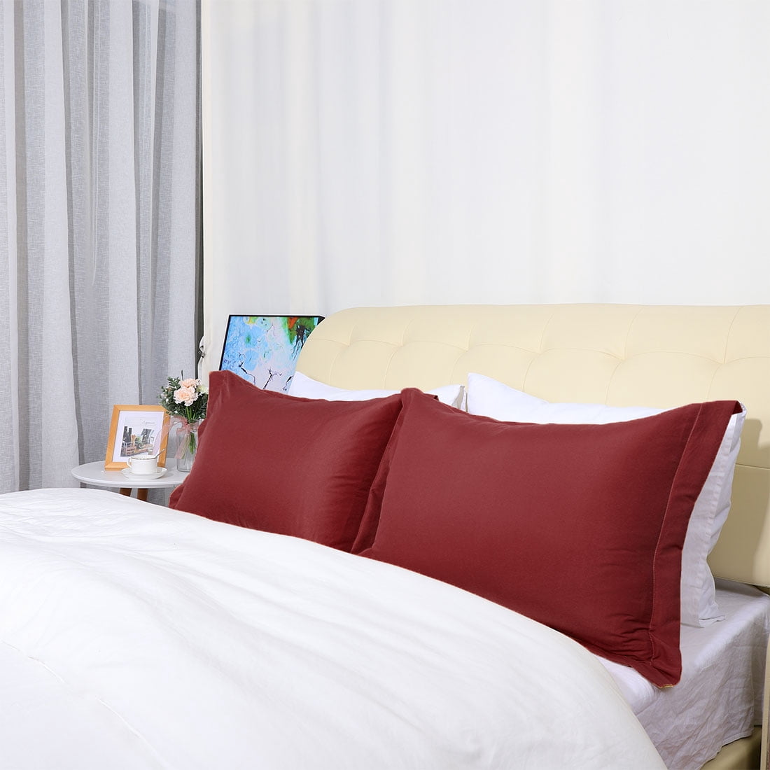 Unique Bargains 2pk 1800 Microfiber Standard Pillow Shams Cases 20" x 26"