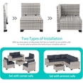 thumbnail image 4 of 6-Piece Outdoor Patio Furniture Set, PE Wicker Rattan Sectional Sofa Conversation Set with Tempered Glass Table & Thick Cushions - All-Weather Garden, Backyard Furniture,Dark Grey, 4 of 8
