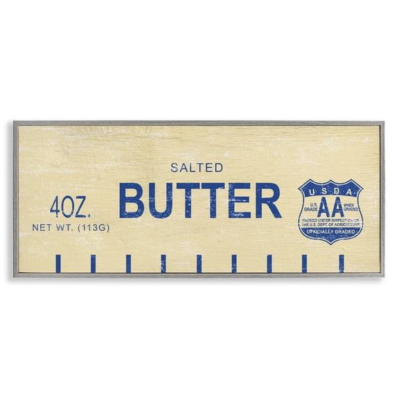 Stupell Industries Shabby Chic Vintage Salted Butter Gray Framed Giclee Art, 30 x 13, by Lil' Rue