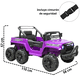 thumbnail image 5 of Camioneta Montable Eléctrica 4x4 para Niños Bluetooth Control Remoto Luces Led Batería 12V Soporta hasta 30 kg - Morado, 5 of 8
