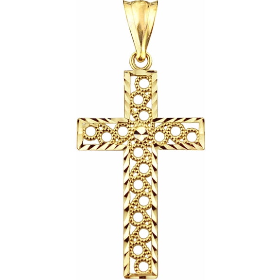 US GOLD 10kt Gold Circle Design Cross Charm Pendant