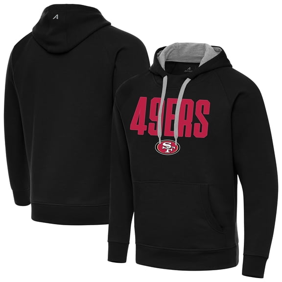 Men's Antigua Black San Francisco 49ers Victory Hoodie