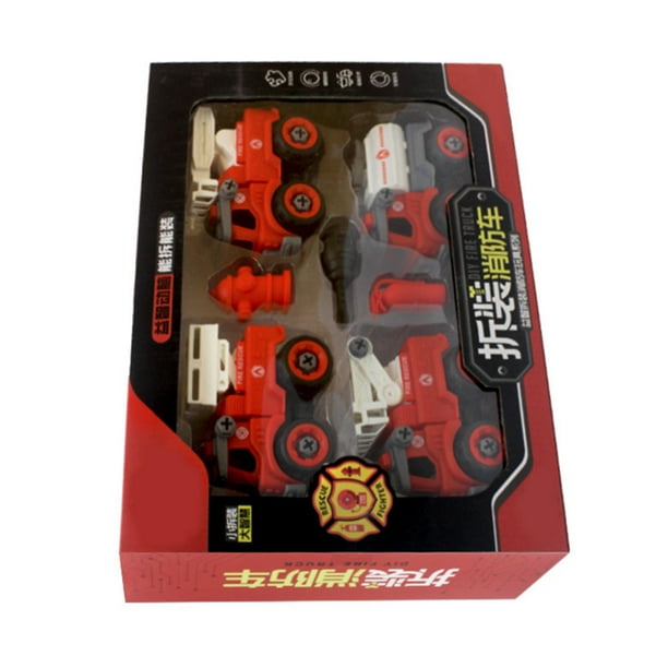 Juego de juguetes de camión de bomberos, 4 piezas, modelo de camión de bomberos, juguete de camión de bomberos, juego de modelos de camión de bomberos de primera línea