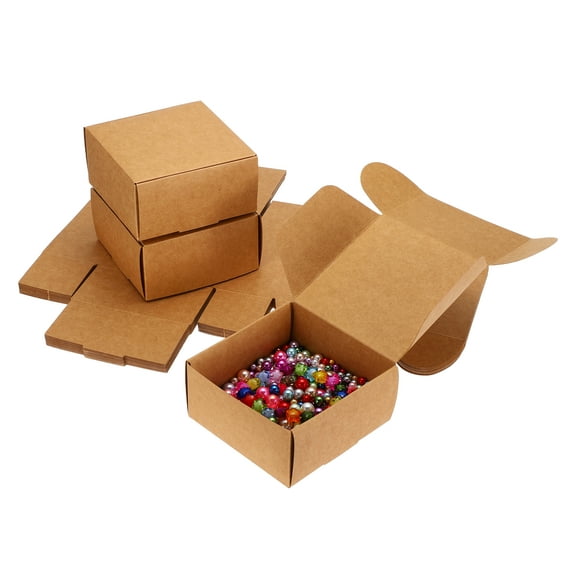 3.9x3.9x2" Small Gift Boxes Bulk with Lid, 25 Pack Mini Square Cardboard Paper Present Box for Jewelry, Candy, Kraft