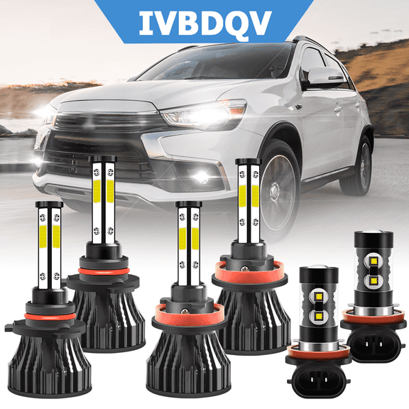 For Mitsubishi Outlander Sport 2011-2019 LED Headlights Combo 9005 High   H11 Low Beam   H11 Fog Light Bulbs Kit 6Pcs