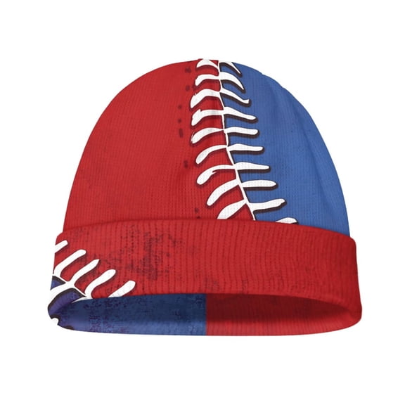 Psesaysky Baseball Design Print Winter Beanie Hat for Boys Girls (5-14 Years) Slouchy Beanie Windproof Warm Knit Kids Skull Cap