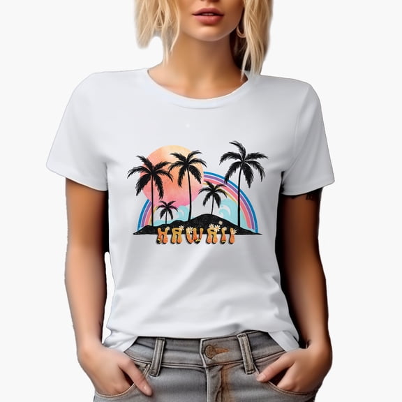 Distressed Hawaii - Beach Art Merch Gift, White T-Shirt, Small