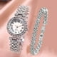 thumbnail image 2 of Reloj de mujer con patrón romano y diamantes, reloj de cuarzo, pulsera, reloj de mujer, 2 of 6