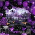 thumbnail image 2 of Mocsicka Halloween Photography Backdrop 7x5 ft Full Moon Scary Night Party Background Spooky Halloween Party Decorations, Purple, 2 of 8