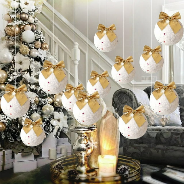 Christmas Ball Decoration Pendant Ball Snowball Pendant Bow Christmas Tree Decoration Scene Layout Window Shop Front