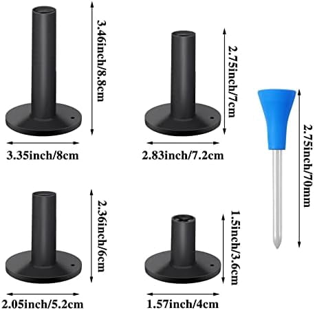 RibRave 12 Pieces Golf Range Tees Set Rubber Golf Tees for Mats Driving Range 6 Pieces for Practice Mat Mixed Size