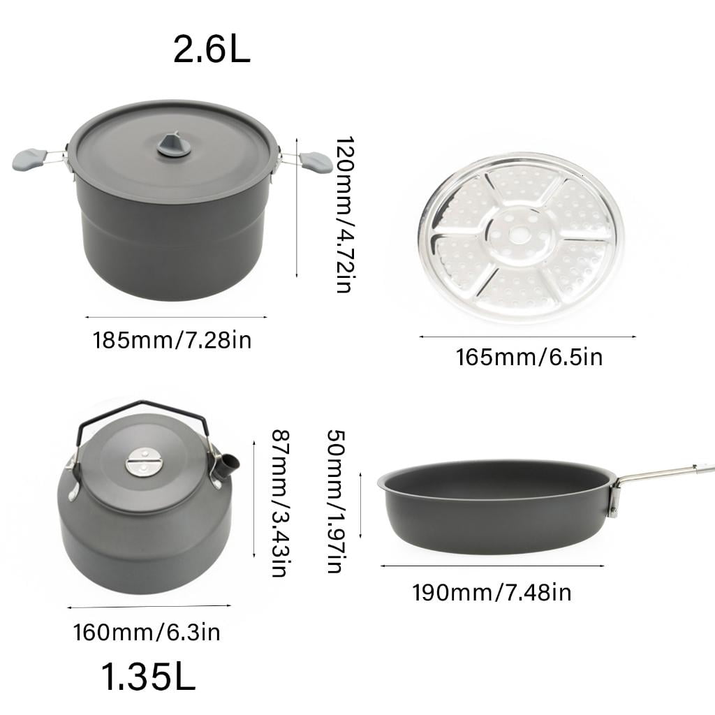 LICEWO Aluminum Camping Pots Cookware Hiking Pots Kettle Frying Pan Easy to Clean