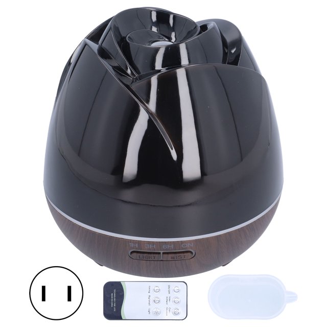 Humidificador de aire de grano de madera de 400ml, difusor de aromaterapia con Control remoto y luz nocturna, enchufe de 100-240VUS