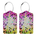 thumbnail image 3 of Disketp 4 Pcs Luggage Tag For Suitcase,Colorful Tie Dye Stained Glass 3 Leather Baggage Tag With Stainless Steel Loop Privacy Cover For Women Men Girls, 3 of 5