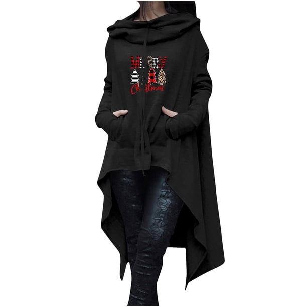 Sudaderas Con Gráficos Navideños Para Mujer Tallas Grandes Casual Manga Larga Estampado Suelto Mediano Y Largo Tops Blusa Con Capucha Odeerbi ODB199409