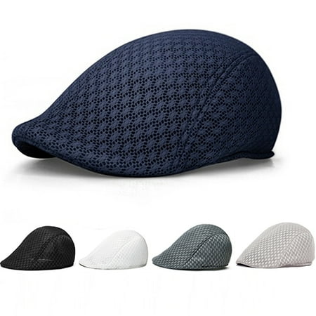 - HiCoup Unisex Fashion Duck Mesh Sun Flat Cap Golf Beret Newsboy Cabbie Baseball Hat