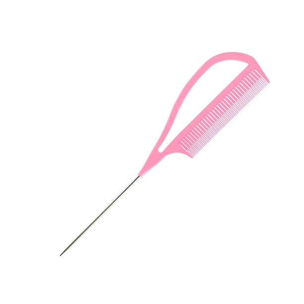 Minnieouse Peine resaltador de tejido, seccionamiento de teñido, cepillo para el pelo, barbería, estilismo antiestático, bricolaje para Cuidado del cabello Rosa