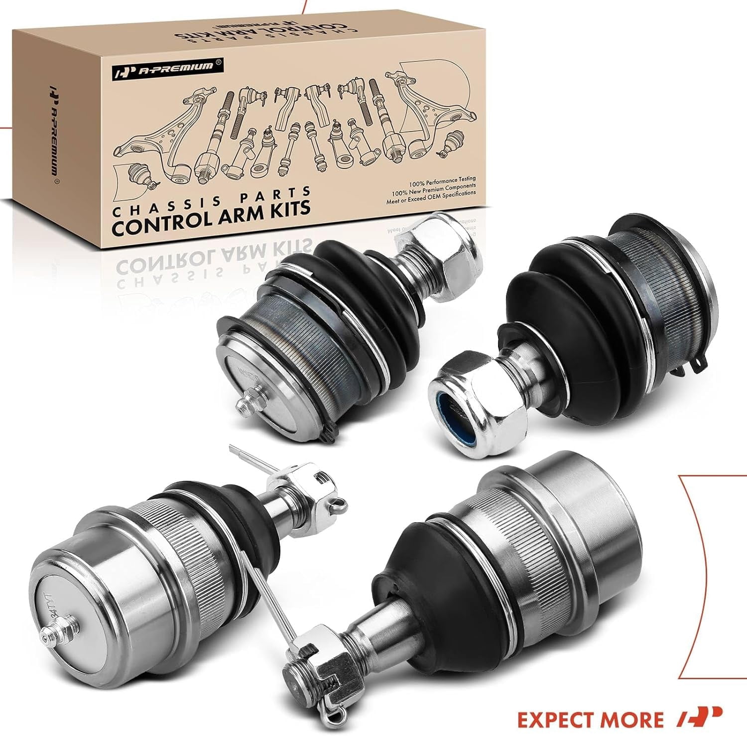 A-Premium 4Pcs Front Upper Lower Ball Joint Kit Compatible with Dodge Ram 1500 2500 1994 1995 1996 1997 1998 1999