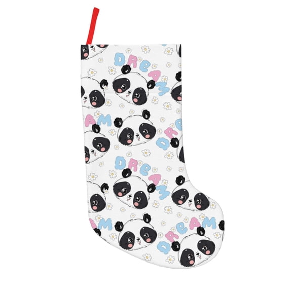 Salouo Panda Bear1 Print Christmas Decorations Stockings 1 Pack 18'' Xmas Stockings Holiday Stocking Personalized Farmhouse Decor for Home Family Party Tree