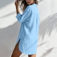 thumbnail image 6 of Hurxie Women's Beach Cover-Up Breathable Quick-Dry Shirt Dress with Deep V-Neck & Pockets Loose Fit Loungewear Light Blue,S, 6 of 6
