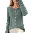 thumbnail image 1 of MIASHUI Women's Round Neck Slim Fit Knit Cardigan, Soft Solid Color Long Sleeve Comfortable Sweater for Women Green,XXL, 1 of 4