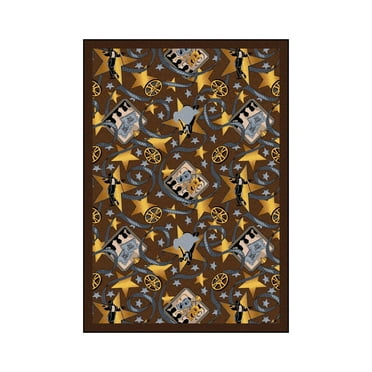 Joy Carpets 1484B-02 Silver Screen Chocolate 3 ft.10 in. x 5 ft.4 in.  WearOn Nylon Machine Tufted- Cut Pile Gaming and Entertainment Rug