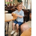 thumbnail image 4 of BemeyourBBs Toddler Baby Boy Daddy's Mini Outfit Summer Clothes Fathers Day Outfits Letter Printed Short Sleeve Button Down Shirts and Denim Shorts Set, 4 of 9