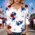 thumbnail image 4 of vigerkar 4th of July Shirts for Women Henley V Neck Button 3/4 Sleeve Tops Independence Day American Flag Patriotic T Shirts (White, L), 4 of 8