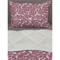 thumbnail image 3 of Leaves Comforter & Sham Bedding Set, Monochrome Foliage Pattern Flowering Branches with Berries Botany Illustration, 3 pcs Duvet Set Microfiber Filling Quilt, 5 Sizes, Maroon Beige, by Ambesonne, 3 of 4