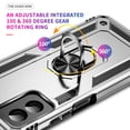 thumbnail image 3 of Dteck for Motorola Moto G Play 4G 2024 Case, Shockproof Heavy Duty Rotated Ring Kickstand Metal Ring Bracket All-Round Anti Drop Armor TPU+PC Case with Magnetic car Mount Cover, Silver, 3 of 4