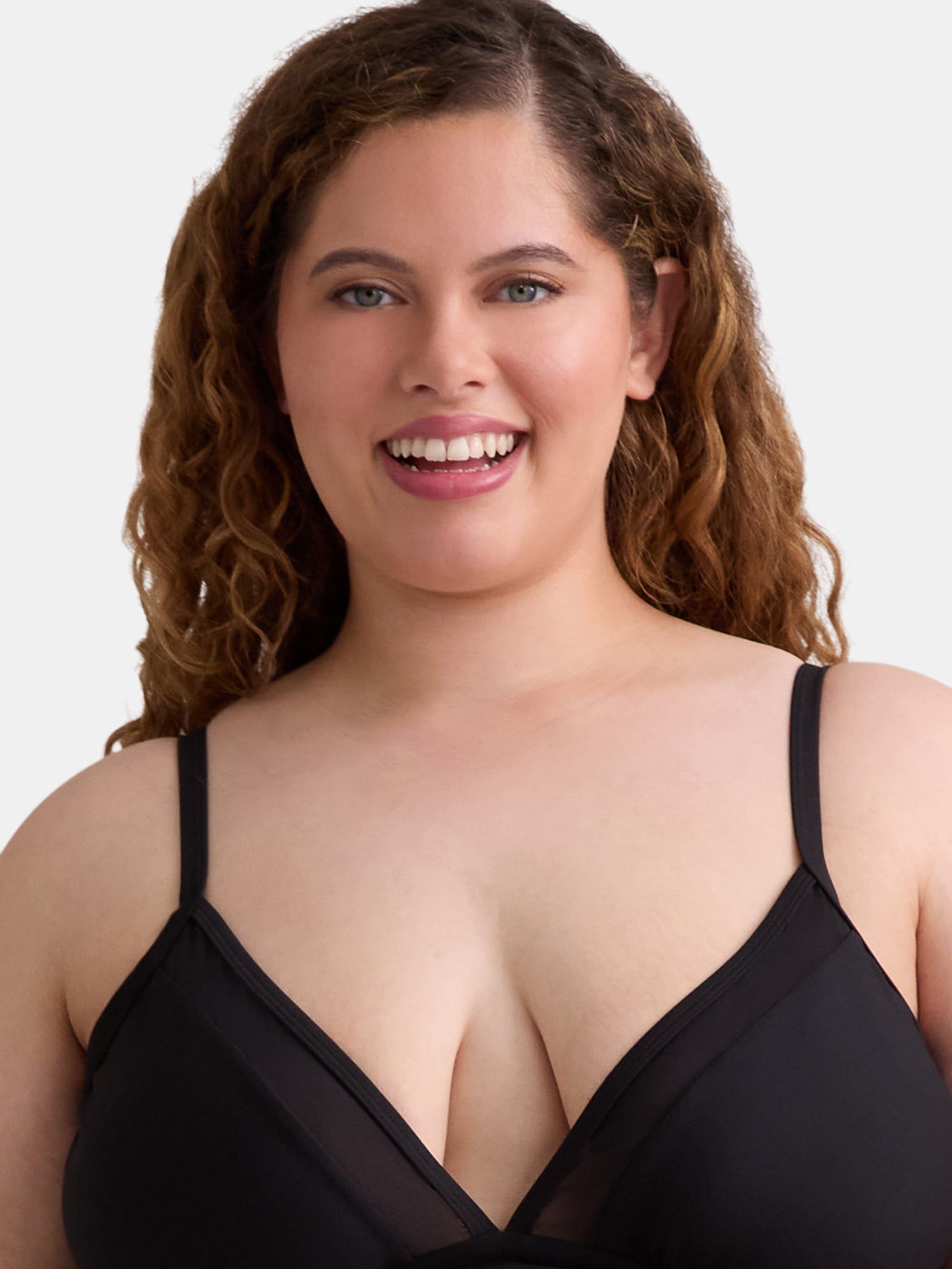 Time and Tru Women’s and Women’s Plus Mesh Inset One Piece Swimsuit, Sizes XS-3X