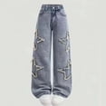 thumbnail image 2 of Frostluinai Y2K Wide Leg Jeans Girls' High Waist Stars Ripped Distressed Wash Denim Pants Baggy Retro Streetwear Jeans with Pocket 5-15Y, 2 of 8