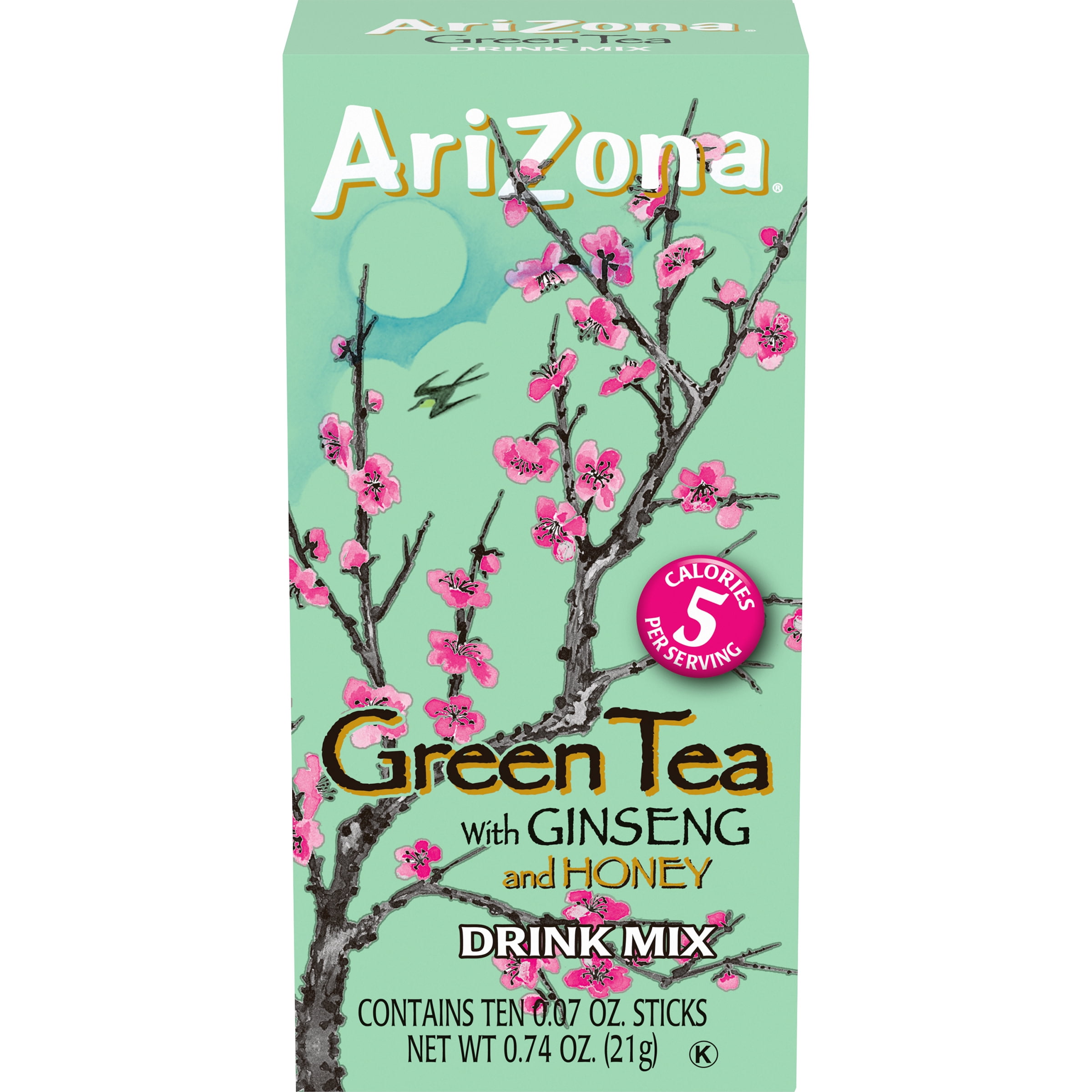 AriZona Green Tea with Ginseng and Honey Naturally Flavored Powdered Drink Mix, 10 ct On-the-Go Packets