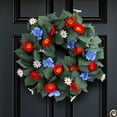 thumbnail image 4 of Pedty Summer Wreaths,Wreath for Front Door,4Th of July Independence Day Red White Blue Flower Wreath for Wall Window Party Wedding Decor Spring Summer Decoration for Front Door Home Decor (Blue), 4 of 7