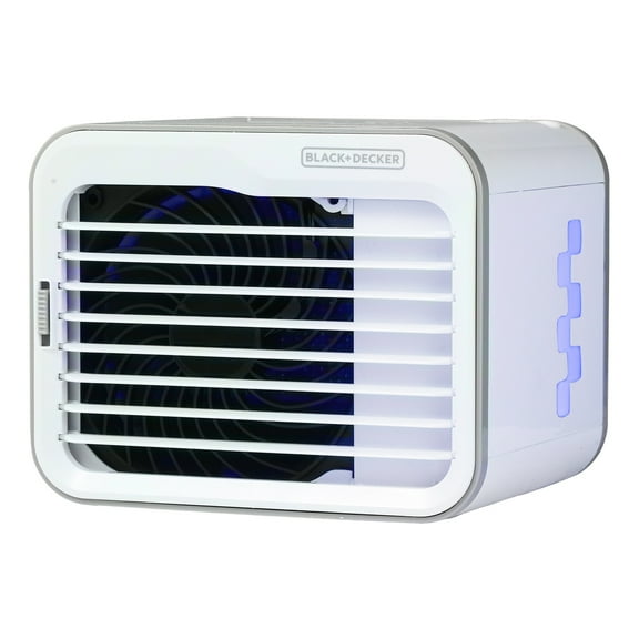 BLACK DECKER BDMC10 3-Speed Portable USB-Powered Desktop Evaporative Air Cooler with Fan, White/Gray