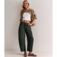 thumbnail image 5 of Women'S Corduroy Pants Mid-Rise Elastic Waist Cord Pant Casual Wide Leg Baggy Trouser with Pockets Dark Green XL, 5 of 9