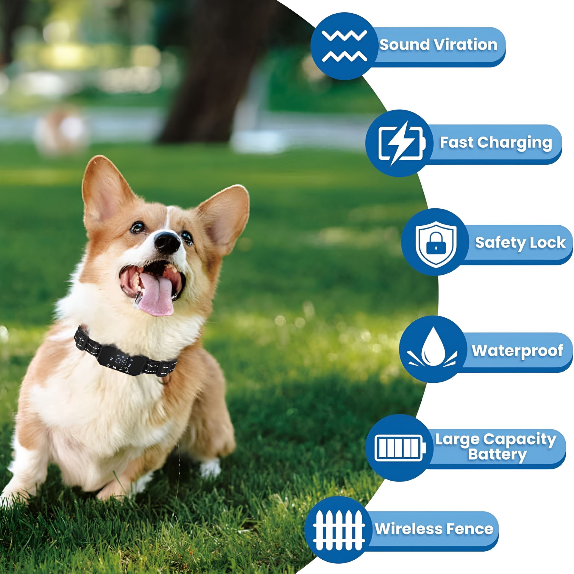 GJX Wireless Dog Fence, GPS Dog Collar System with 3 Warning Modes, Outdoor Use Rechargeable Wireless Pet Fence, Range 98-3280 FT