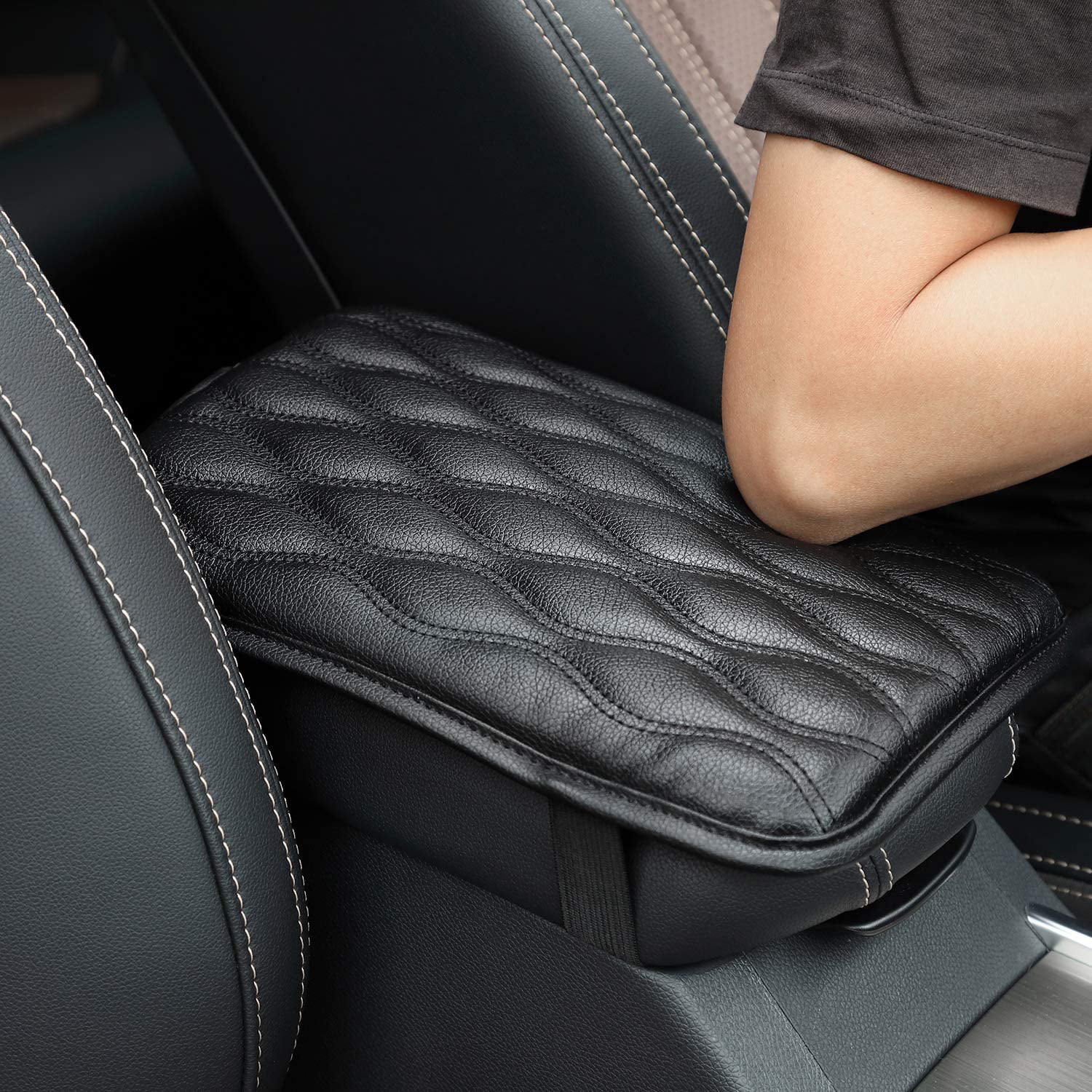 Universal Car Leather Armrest Cushion Pad Center Console Box Protect Cover