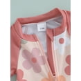 thumbnail image 4 of SUNSIOM Toddler Girls Rash Guard Swimsuit Flower Starfish Shell Pattern Zip Up Short Sleeve Crew Neck Baby Girls Swimwear, 4 of 6