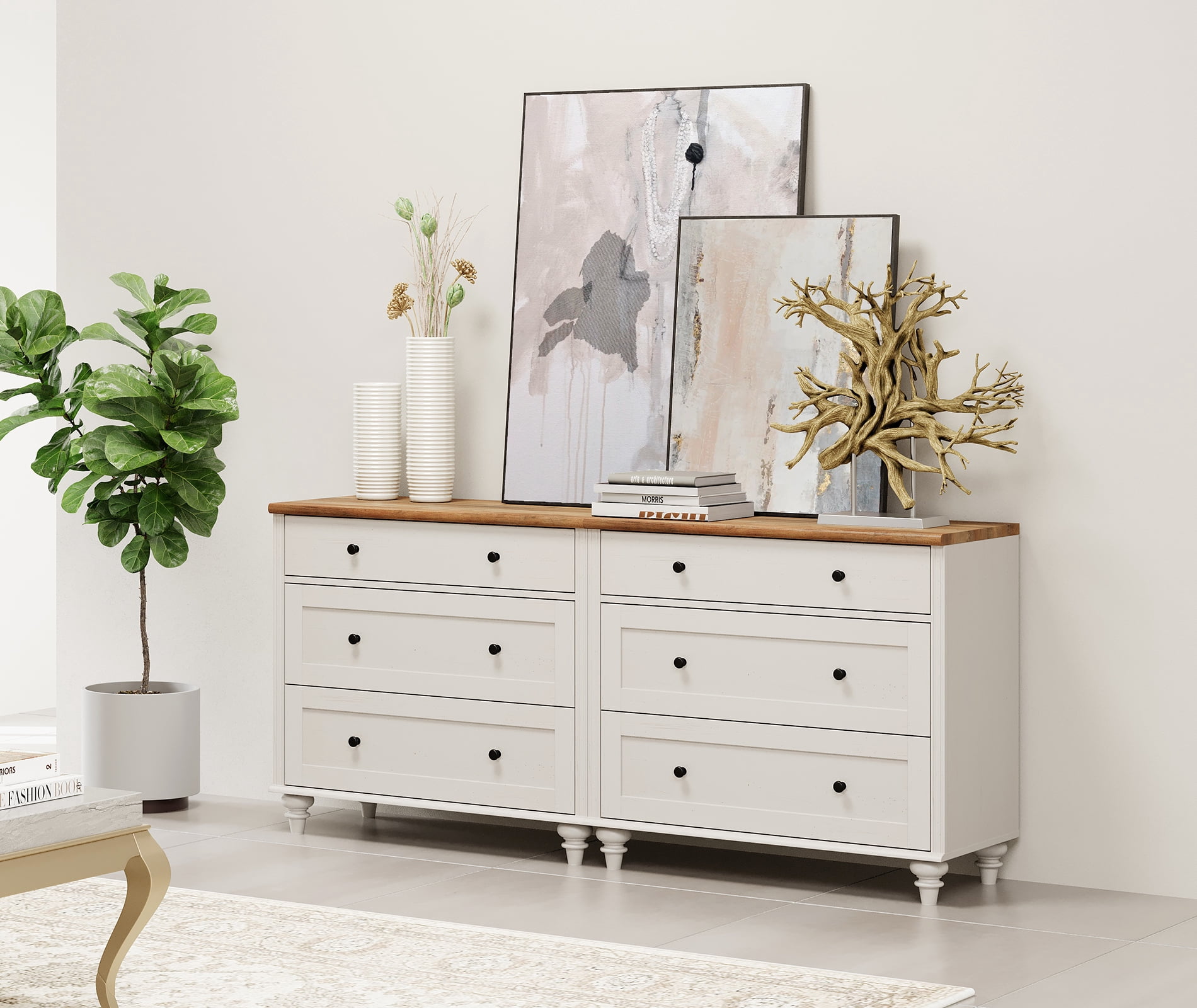 Farmhouse TV Stand for 43 inch TV with 2 Doors and 1 Drawers, Wood Universal TV Stands with Storage Cabinets, Entertainment Center TV Console Table for Living Room, Bedroom, Antique  White
