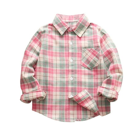 

Chbgutlmr Toddler Boy Girls Button down Shirts Little Kids Long Sleeve Plaid Shirts Collared Casual Tops