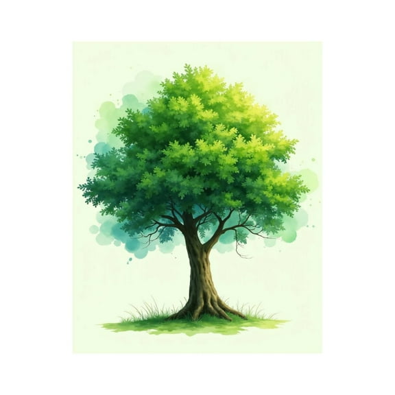 Paint by Numbers Kit for Adults, Green Tree Nature Illustration Art Paint by Numbers, Easy Paint by Numbers Kit for Adults Beginner, DIY Adult Paint by Number Kits on Canvas, 12x16in Home Decor