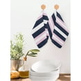 thumbnail image 2 of Pink Navy Blue Striped Kitchen Dish Towels for Drying Dishes Set of 4, Minimalist Abstract Lines Artwork Waffle Weave Microfiber Hand Tea Bathroom Towels Quick Dry & Absorbent Towel 12x12, 2 of 7