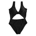 thumbnail image 2 of Vedolay Swimsuit Cover Ups For Women Women's V Neck Front Cross One Piece Swimsuit Halter Tie Back Bathing Suit,Black L, 2 of 5