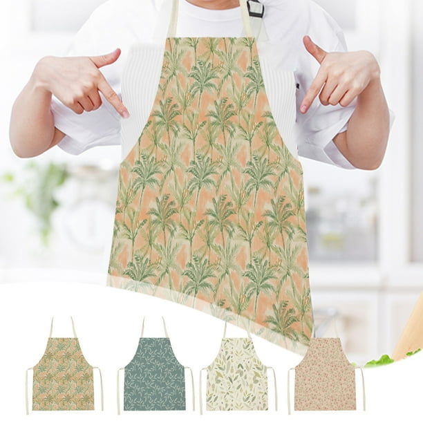 Delantal Delantal de algodón y lino para mujeres y hombres, ajustable, para cocina, barbacoa, con protección impermeable y contra el aceite (multicolor, 1 pieza). Rkxzt
