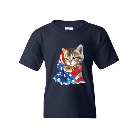 IWPF - Big Boys T-Shirts and Tank Tops - American Flag 4th of July Kitty