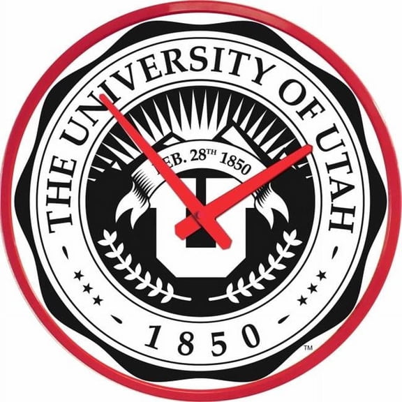 Grimm Industries UT-510-02 17 in. Team Disc Wall Clock - Utah Seal, Black, Red & White