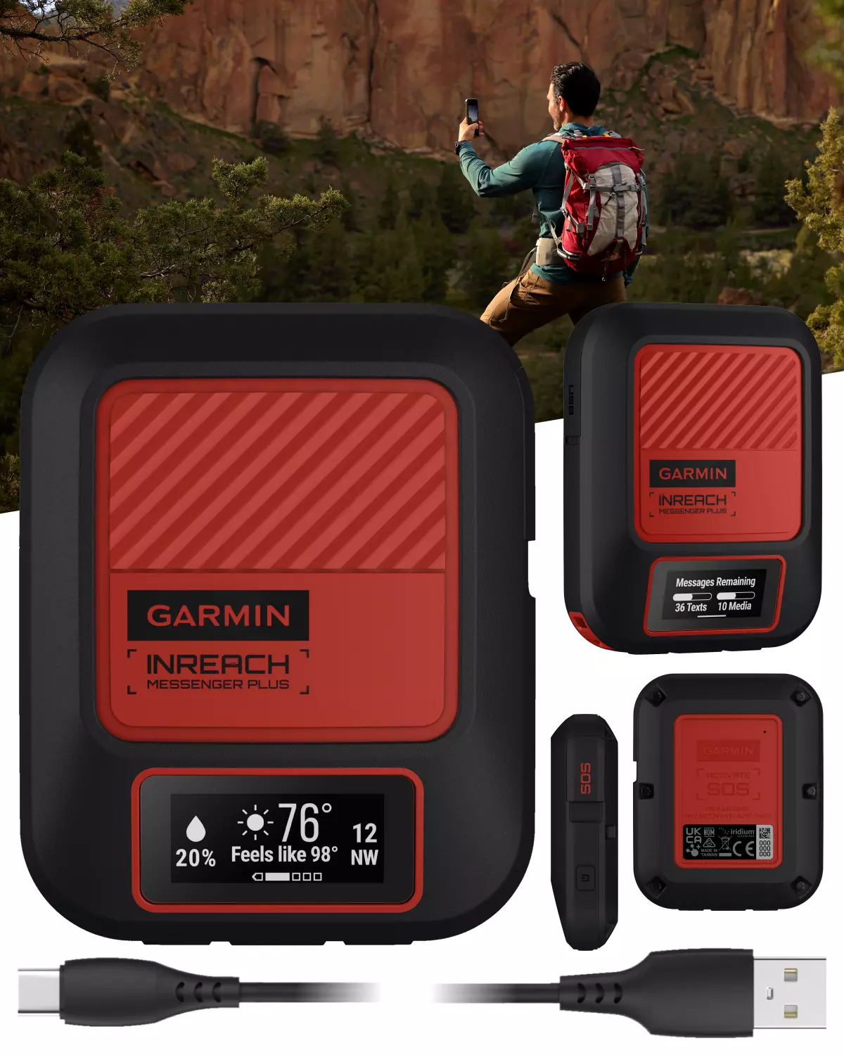 Garmin inReach Messenger Plus 010-02887-00 with Wearable4U Power Bank Bundle